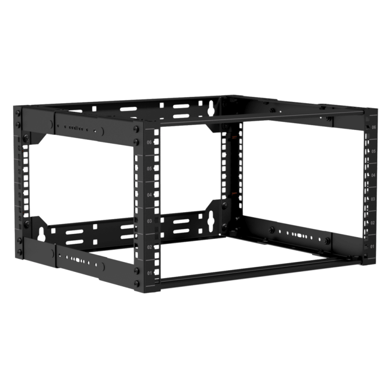 CAYMON OPR306A-B 19" in depth Justerbart open frame rack - 6U - 300 ~ 450mm (Sort)