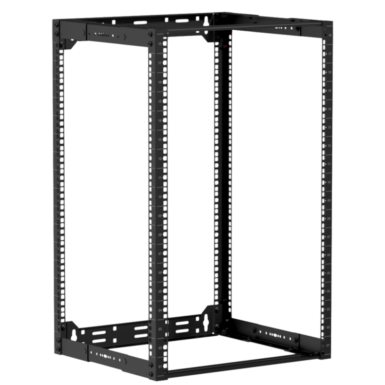 CAYMON OPR318A-B 19" in depth Justerbart open frame rack - 18U - 300 ~ 450mm (Sort)