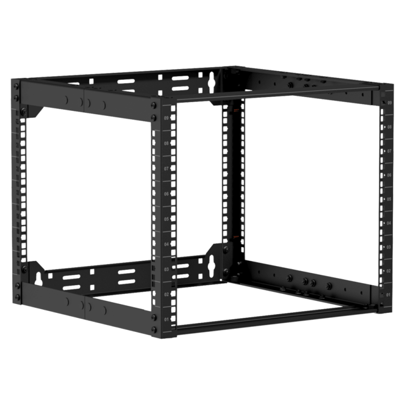 CAYMON OPR509A-B 19" in depth Justerbart open frame rack - 9U - 500 ~ 700 mm (Sort)